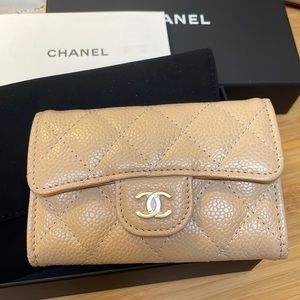 SOLD BNIB Chanel Beige Flap Cardholder